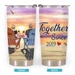 Personalised Together Since Seaside Sunset This Couple on Chairs 20oz Tumbler Valentine's Day Gift Daily Use