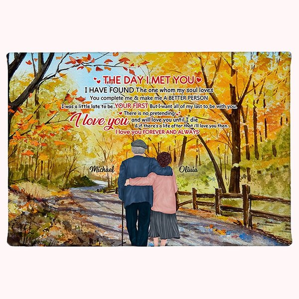 Personalized I Love You Forever and Always Fallen Leaves Old Couple Poster Frameless Painting Valentine's Day Wall Art Print
