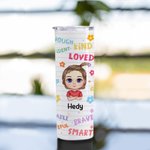 Personalizzato ricompensa bambini incoraggiare elementi fiore carino dritto Skinny Tumbler Back to School regali riutilizzabili bottiglia d'acqua