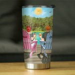 Personalised Travel Partners for Life Couple on Chairs with Lakeside View 20oz Tumbler Valentine's Day Gift for Hot and Cold Drinks