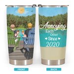 Personalised Annoying Each Other Couple on Chairs with Lakeside View 20oz Tumbler Valentine's Day Gift Daily Use