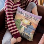 Personalised Husband and Wife Travel Partners for Life Beach Holiday Sunset Throw Pillow Cover Valentine's Day Gift for Living Room