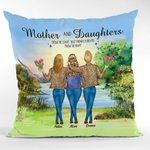 Mère et fille personnalisées pour toujours liées ensemble Lakeside Vew jeter taie d'oreiller cadeau fête des mères canapé décor