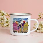Personnalisé mari et femme partenaire de voyage pour la vie Couple montagne émail tasse facile à nettoyer anniversaire anniversaire