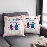 Personalised Couple Sitting on Chair Love Chair Flowers Cheers Throw Pillow Cover Girlfriend Boyfriend Gifts Home Decoration