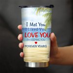 Personalized  Seaside Scenery I'm Keeping You Forever Yours This Couple on Chairs 20oz Tumbler Anniversary Gift for Hot and Cold Drinks