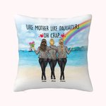 Personnalisé comme mère comme fille Oh merde jeter taie d'oreiller cadeau de la fête des mères pour le salon
