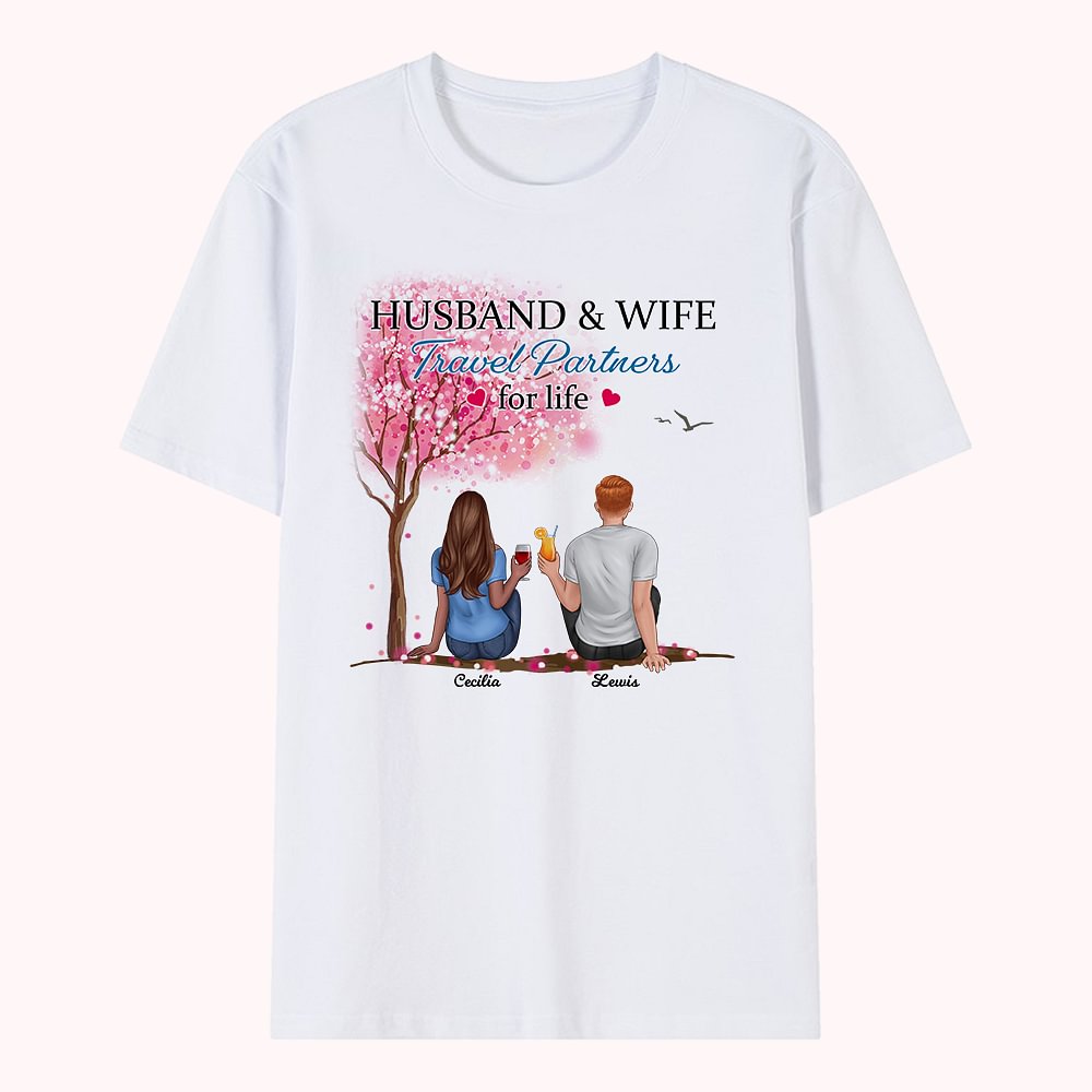 Personalisierter Ehemann und Ehefrau reisen zusammen Liebe für immer T-Shirt Geburtstagsreise