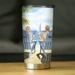 Personalized Together Since This Couple on Chairs Seaside Scenery 20oz Tumbler Valentine's Day Gift Daily Use