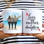 Personalised Rainbow Sea and Beach Love Between a Mothers and Daughters White Ceramic Mug Mom Gifts From Daughter