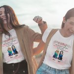 Personalised Side By Side Or Miles Apart Besties Will Always Be Connected By Heart T-shirt Friendship Gift for Friends Sisters  Daily Wear