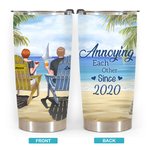 Personalised Annoying Each Other Couple on Chairs Seaside Scenery 20oz Tumbler Couple Gift Daily Use
