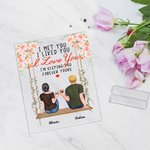Personalized Couple Sitting on Swing Flower I Love You Acrylic Plaque Girlfriend Gifts Desk Ornament