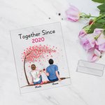 Personalized Couple Sitting Under Tree Drink Together Flower Acrylic Plaque Girlfriend Gifts Acrylic Decoration