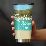 Personalised Together Since This Couple on Chairs with Lakeside View 20oz Tumbler Valentine's Day Gift Daily Use