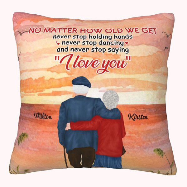 Personalisierter I Love You Egal wie alt wir bekommen romantische Liebesgeschichte Kissenbezug für Wohnzimmer