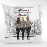 Personalized to the World You are a Mother but to Us You are the World Beach View and Rainbow Throw Pillow Cover