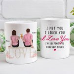 Taza de Cerámica Personalizada i Met You I Liked You Pareja Dulce Recuerdo Blanco Regalo de Aniversario para la Oficina y el Hogar