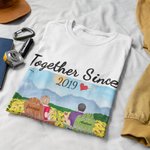 Personalised Sunflower Summer Vacation Couple asic Unisex T-shirt for His and Her