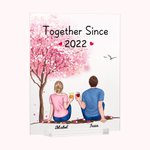 Plaque Acrylique Personnalisée Couple Assis Sous Un Arbre Fleuri Boire Ensemble Cadeau pour Petit(e) Ami(e) Ornement de Bureau