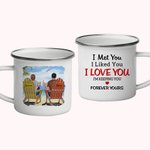 Personalized I Love You Forever Seaside Beach Couple Travel Enamel Mug with Handle Birthday Valentine's Day