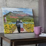 Personalized I Love You Sunflower Seagull Old Couple Green Mountain Poster Frameless Painting Valentine's Day Wall Art Print