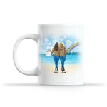 Personalised Rainbow Sea and Beach Love Between a Mothers and Daughters White Ceramic Mug Mom Gifts From Daughter