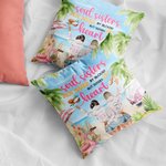 Personalised Not Sisters By Blood But Sisters by Heart Best Friends on Beach Throw Pillow Cover Gift for Friend for Living Room