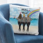 Personnalisé au monde, vous êtes une mère mais pour nous, vous êtes le monde Beach View et Rainbow Throw Pillow Cover