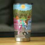 Personalized You and Me We Got This Couple on Chairs with Lakeside View 20oz Tumbler Valentine's Day Gift for Hot and Cold Drinks