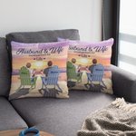 Personalised Husband and Wife Travel Partners for Life Beach Holiday Sunset Throw Pillow Cover Valentine's Day Gift for Living Room