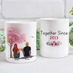 Personalized Love Tree Together Since His and Her White Ceramic Mug Anniversary Valentine's Day Gift for Couple