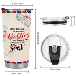Spersonalizowany kubek na gorące i zimne napoje Besties Airmail Side By Side Will Always Be Connected By Heart 20oz Tumbler Gift for Besties