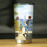 Personalized  Seaside Scenery I'm Keeping You Forever Yours This Couple on Chairs 20oz Tumbler Anniversary Gift for Hot and Cold Drinks