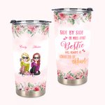 Spersonalizowane kwiaty Besties obok siebie lub mile od siebie Besties zawsze będą połączone przez 20 uncji Tumbler Prezent dla najlepszego przyjaciela