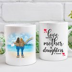 Personalised Rainbow Sea and Beach Love Between a Mothers and Daughters White Ceramic Mug Mom Gifts From Daughter