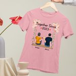 Personalized Couple Eternal Love Story Flower Swinging T-shirt Anniversary Daily Wear
