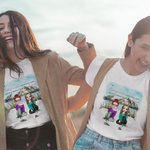 Personalised Best Friend Forever Never Apart Sitting On The Wooden Bridge T-shirt Gift for Best Friend Travel