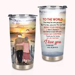 Personalized I Love You to the World Sunset Love Couple 20oz Tumbler for Hot and Cold Drinks Valentine's Day Anniversary