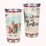 Personlig Tumbler Besties Flygplanskuvert Livet är bättre med Besties 20oz Tumbler Vänskapspresent