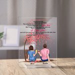 Plaque acrylique personnalisée Couple assis sous un arbre fleuri Je t'aime pour toujours Cadeaux pour petit(e) ami(e) Ornement de bureau
