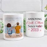 Personalised Beach Holiday Vacation Couple Sweet Love White Ceramic Mug for Office and Home