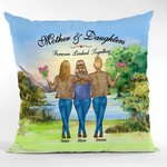 Taie d'Oreiller Personnalisée avec Nom et Personnage au Bord du Lac Coucher de Soleil Cadeau de Fête des Mères pour Elle