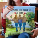 Personnalisé comme mère comme fille Oh merde au bord du lac coucher de soleil Vew jeter taie d'oreiller cadeau pour maman chambre décor
