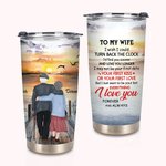 Personalized I Love You First Love Sunset Old Couple 20oz Tumbler Daily Use Easy to Take Birthday Anniversary Gift