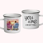 Personalized Beach Sunset Seagull Couple You and Me We Got This Enamel Mug with Handle Birthday Valentine's Day