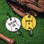 Étiquette de Crochet en Cuir Acrylique Personnalisée avec Nom Brodé en Baseball Softball Accessoire de Sac Cadeau pour Amateurs de Sport