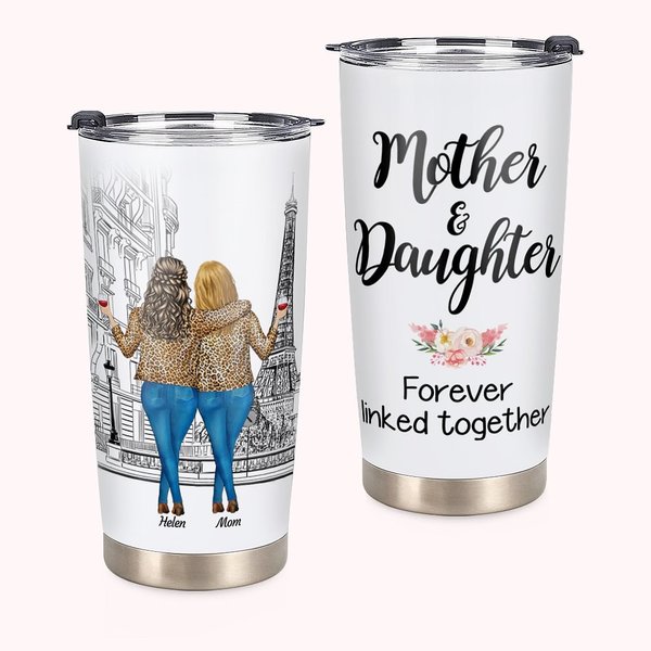 Personalized Mother and Daughters Forever Linked Together 20oz Tumbler Women's Day Gift Daily Use