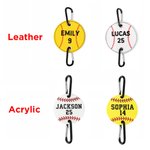 Étiquette de Crochet en Cuir Acrylique Personnalisée avec Nom Brodé en Baseball Softball Accessoire de Sac Cadeau pour Amateurs de Sport