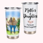 Personalized Forever Mother and Daughters Love and Connect 20oz Tumbler Mother's Day Gift for Hot and Cold Drinks